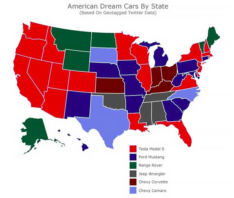 Tesla Model S була визнана «автомобілем мрії» в США